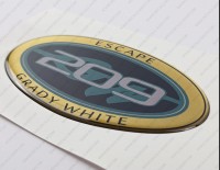 Grady White 209 Escape Raised Domed 3D Decal 5" x 2.7" 1pcs. Grady White 209 Escape Raised Domed 3D Decal 5" x 2.7" 1pcs.